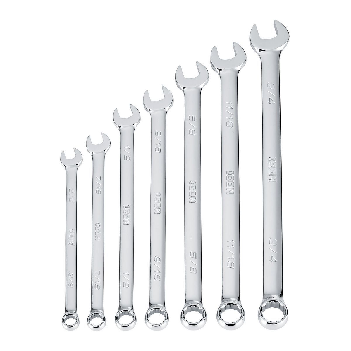 ICON Professional Long SAE Combination Wrench Set, 7 Piece