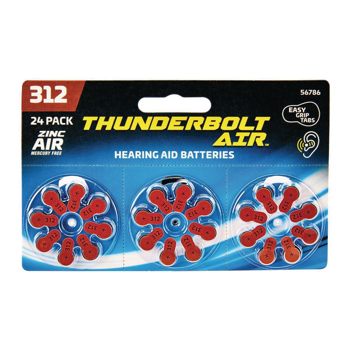 THUNDERBOLT AIR A312 Hearing Aid Batteries, 24 Pack