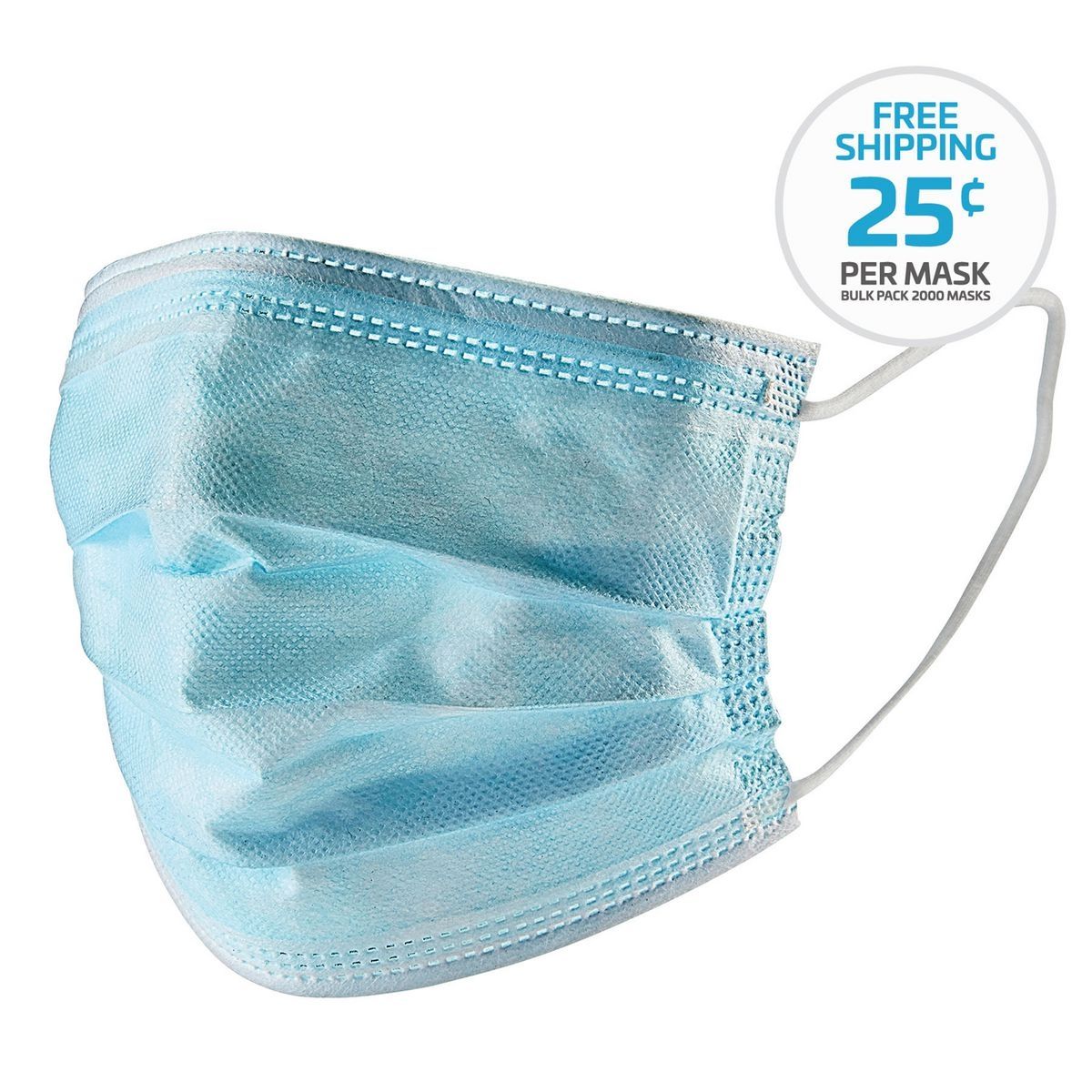 IDC 3-Ply Disposable Face Masks - Bulk Pack, 2000 Masks - 200, 10 Packs