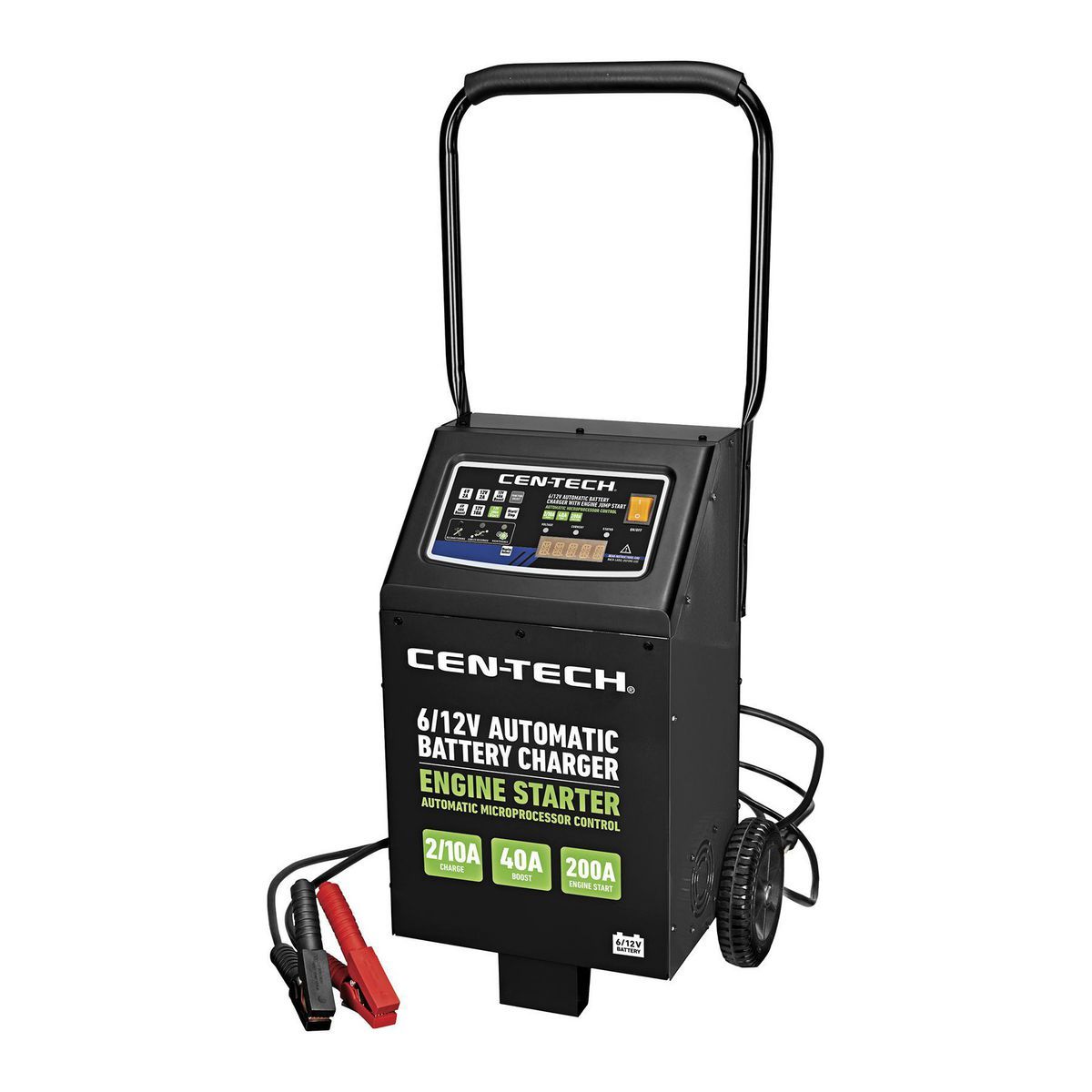 CEN-TECH 2/10/40/200A 6/12V Automatic Battery Charger with Engine Jump Start