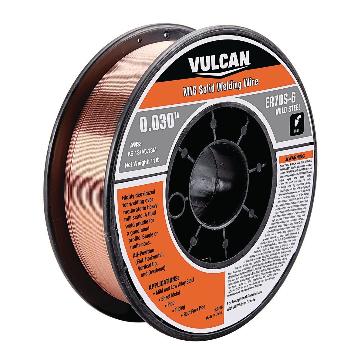 VULCAN 0.030 in. ER70S-6 MIG Solid Welding Wire, 11 lb. Roll