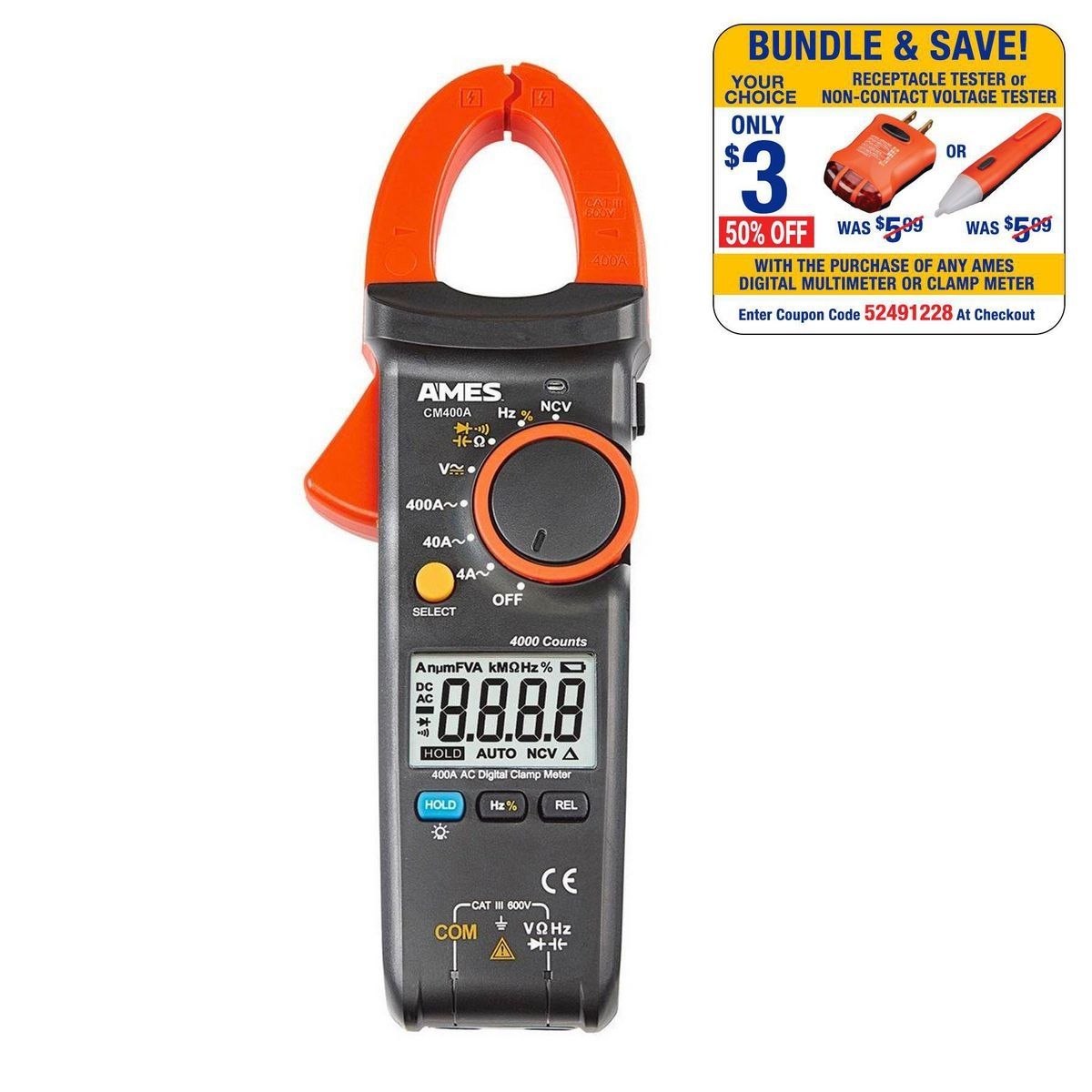 AMES INSTRUMENTS CM400A 400A AC Clamp Meter