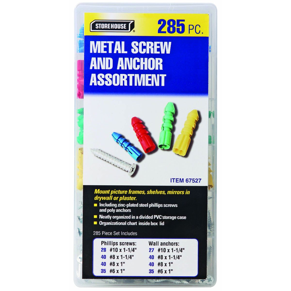 STOREHOUSE 285 Piece Metal Screw and Anchor Assortment Set