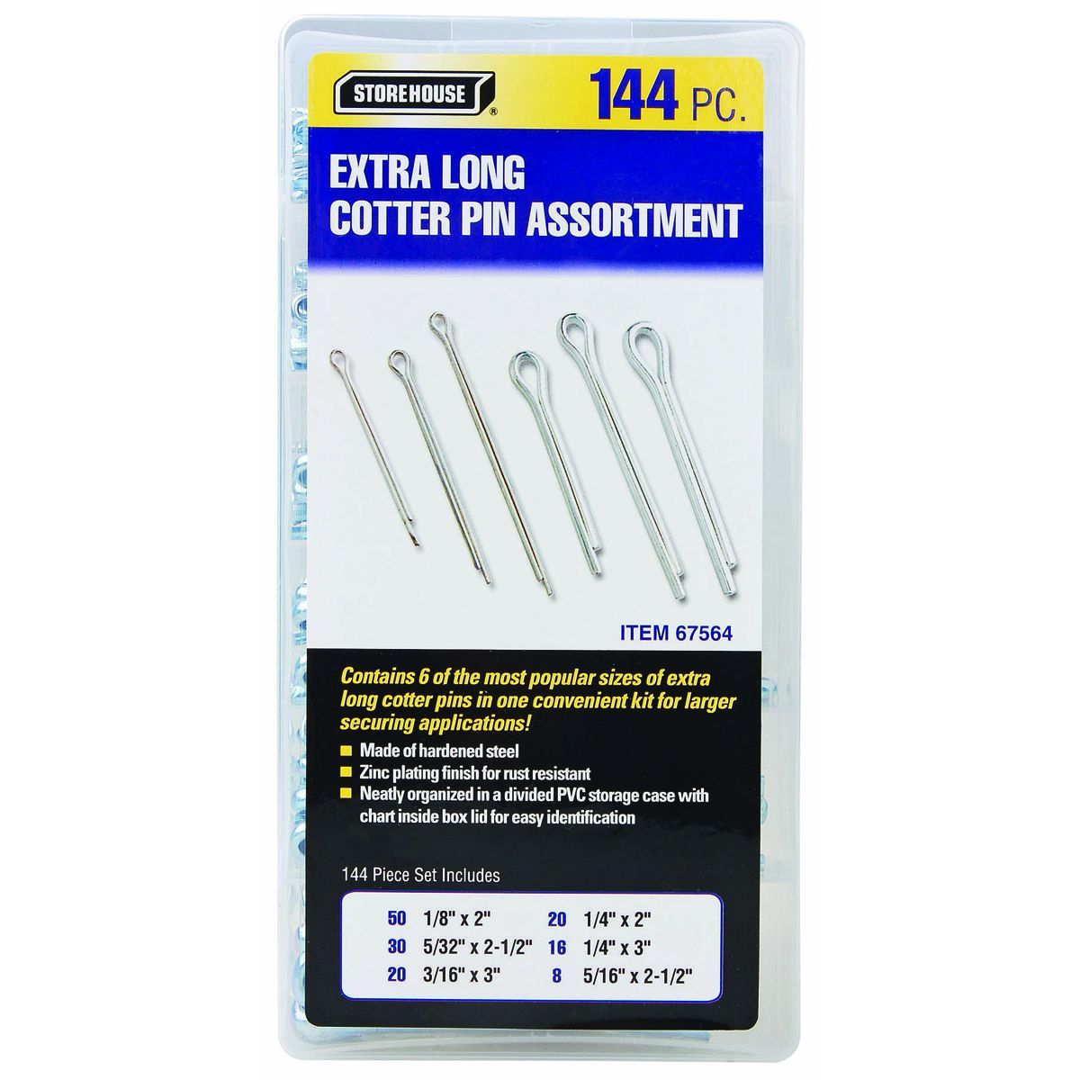 STOREHOUSE 144 Piece Extra Long Cotter Pin Assortment