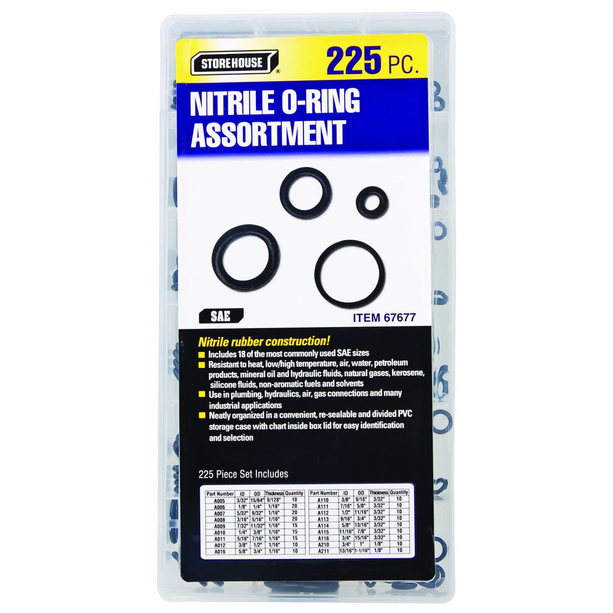 STOREHOUSE 225 Piece Nitrile O-Ring Assortment