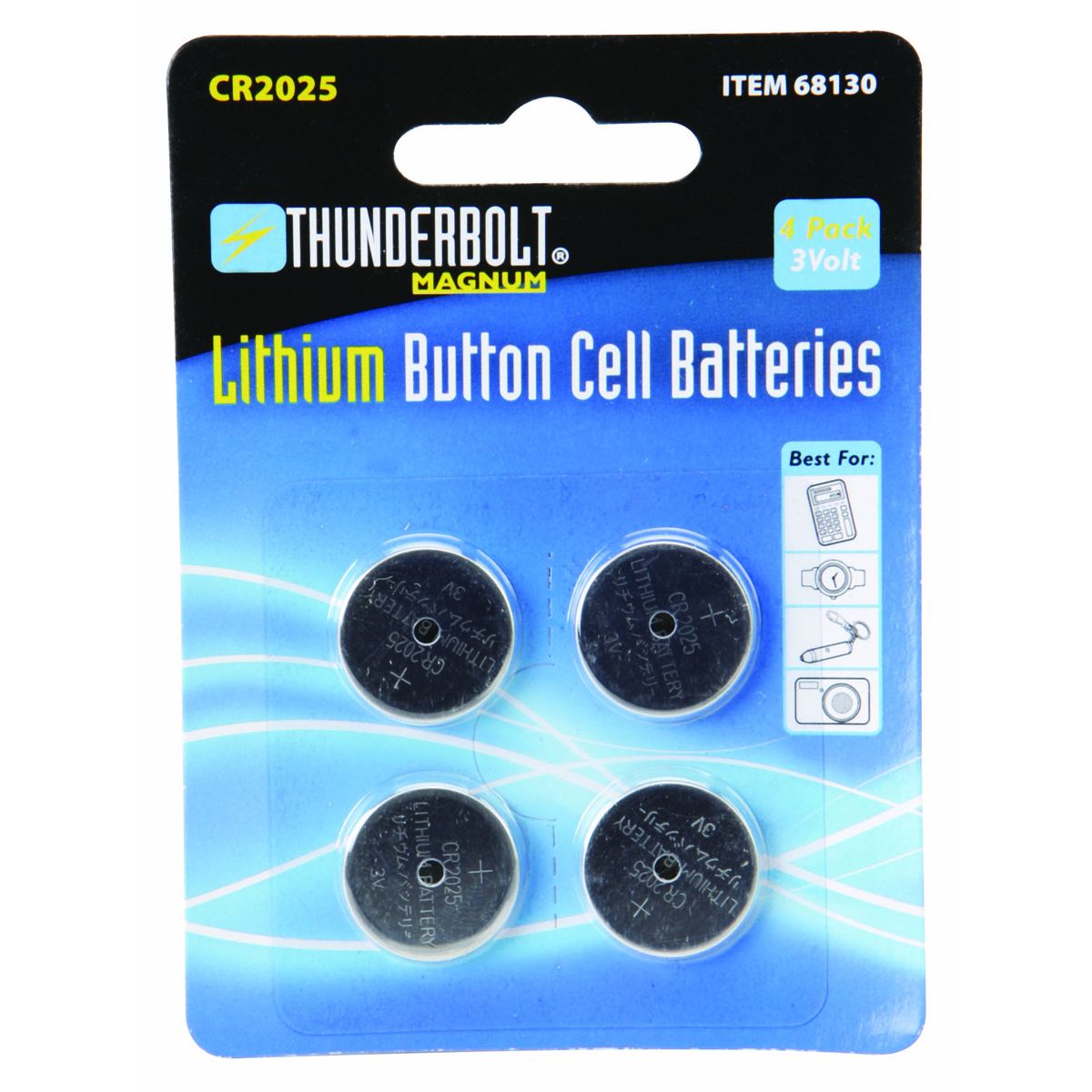 THUNDERBOLT MAGNUM CR2025 Lithium Button Cell Batteries, 4 Pack