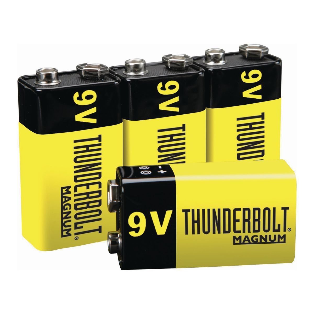 THUNDERBOLT MAGNUM 9V Zinc Chloride Batteries, 4 Pack