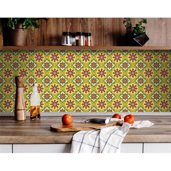 HomeRoots 400007 6 x 6 in. Yellow Fortuna Peel & Stick Removable Tiles