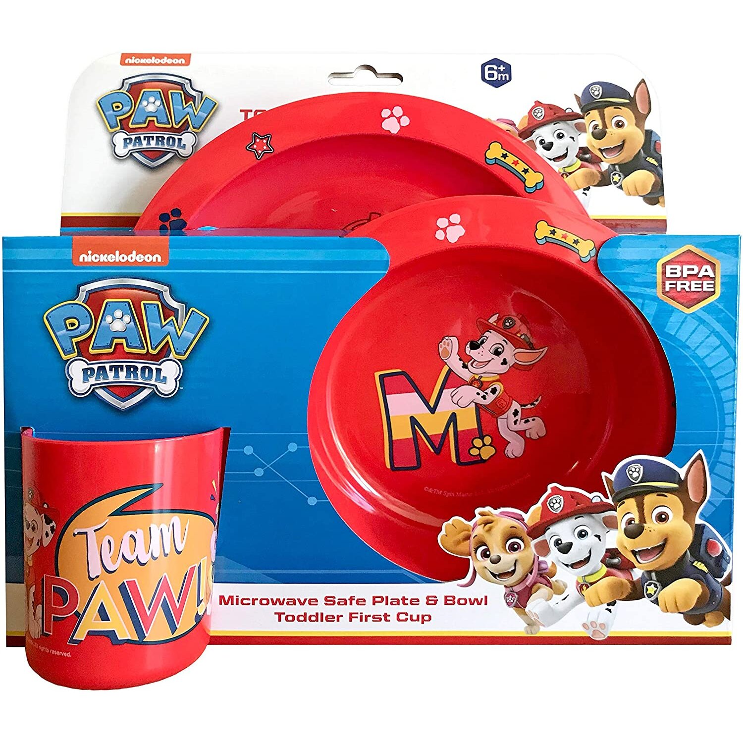 Patrol Toddler's First Feeding Gift Set Marshall Includes Beaker, Plate & Bowl - Kids Dinner Sets for Children 6+ Months - Microwave & Dishwasher