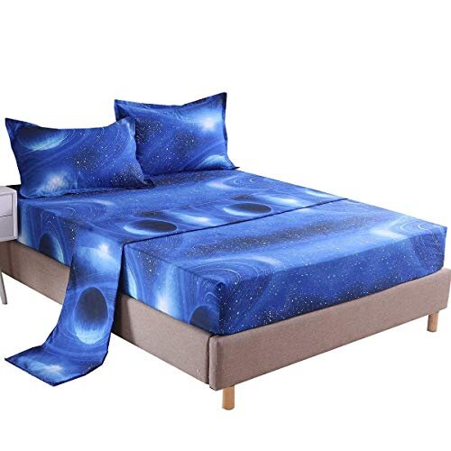 YOUSA 3D Galaxy Starrying Night Bedding Set Microfiber Bed Sheets (Full,02)