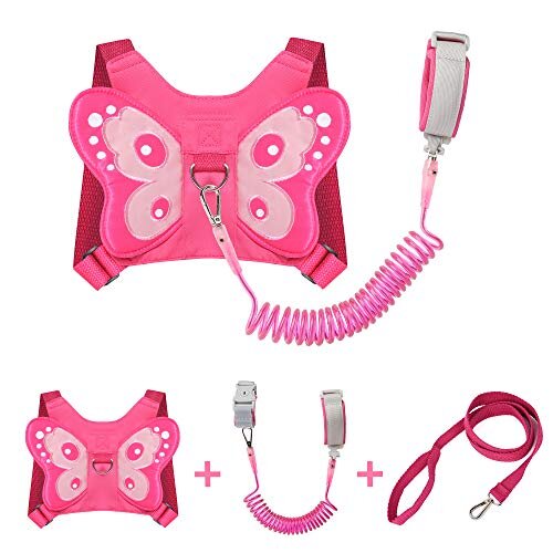 EPLAZA Butterfly-Like Toddler Harnesses with Leashes Anti Lost Wrist Link Wristband for Kids Girls Safety (Pin