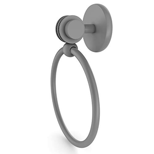 Allied Brass 7216D Satellite Orbit Two Collection Dotted Accent Towel Ring, Matte Gray