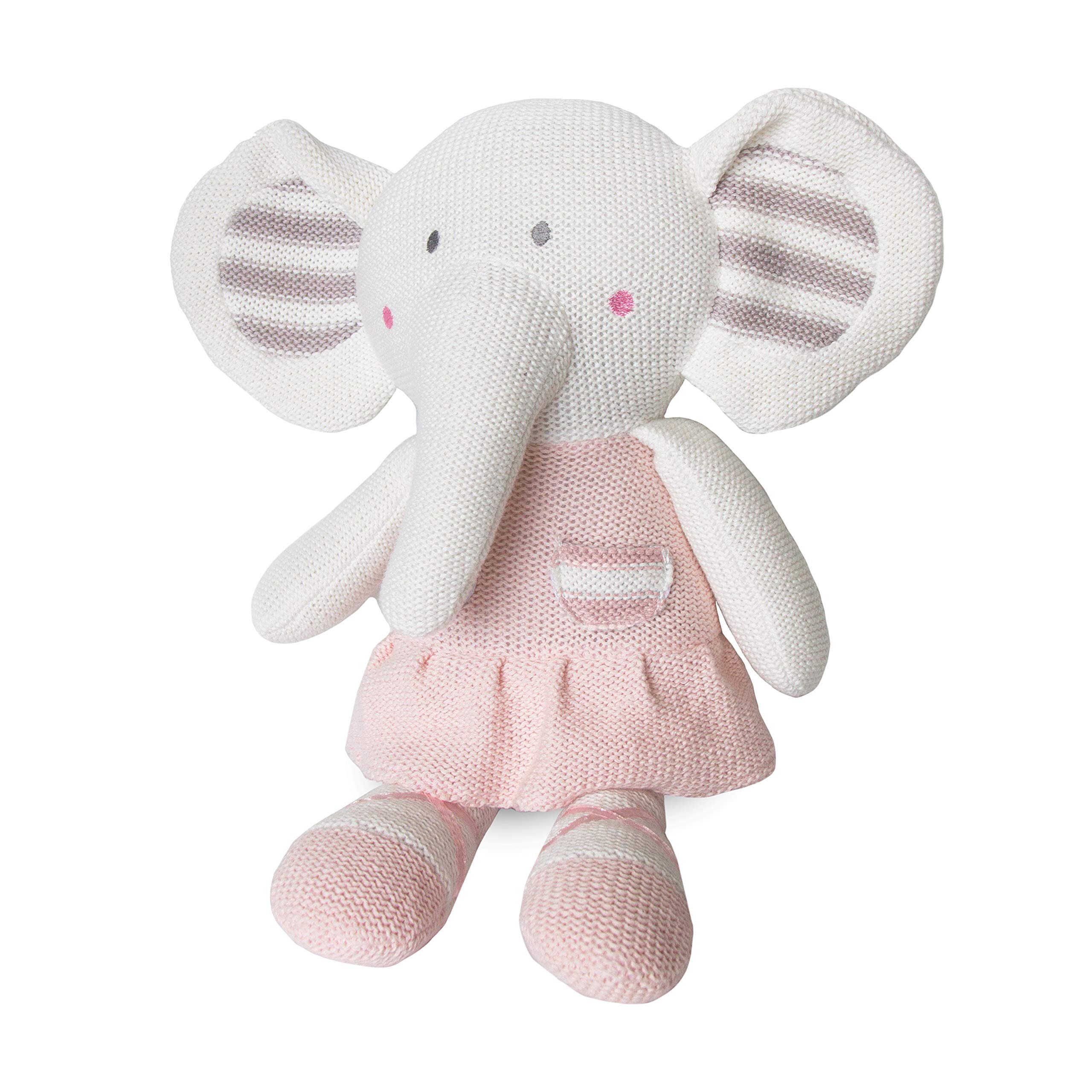 Living Textiles Baby Knit Plush Toy wRattle - Bella Bunny - Premium 100% cotton Super cute Soft & Fun Stuffed Animal character  for Infant,Newborn,Stu