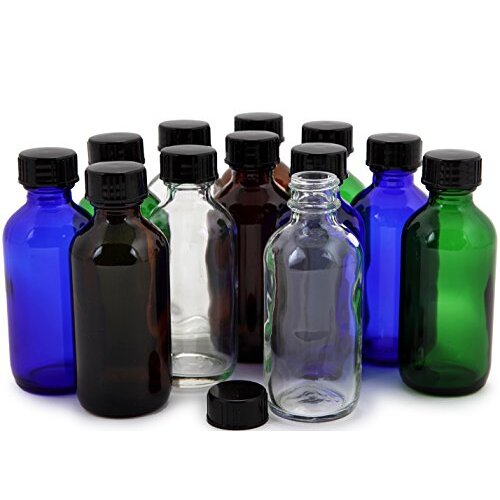 Vivaplex, 12, Assorted Colors, 2 oz Glass Bottles, with Lids