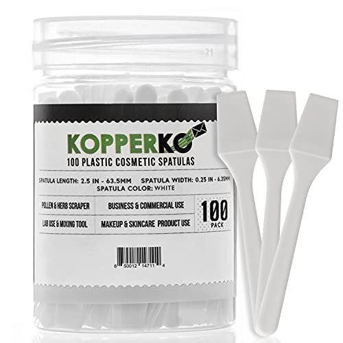 Kopperko 100 Pack 2.5 Inch Cosmetic Spatulas - Small Plastic Spatula for Cosmetics, Creams, Crafts - Makeup Sp