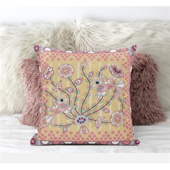 Amrita Sen Designs CAPL635FSDS-ZP-20x20 20 x 20 in. Pond Peacock Suede Zippered Pillow with Insert - Multi Color