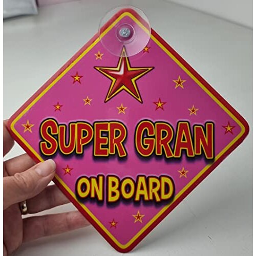 Super Gran Pink Non Personalised Novelty Baby on Board car Window Sign