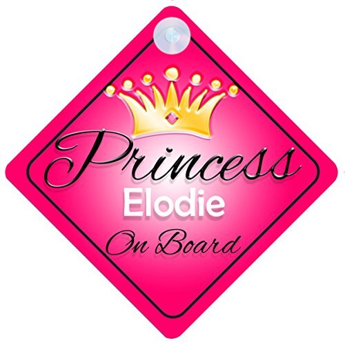 Princess Elodie On Board Personalised Girl Car Sign Baby / Child Gift 001