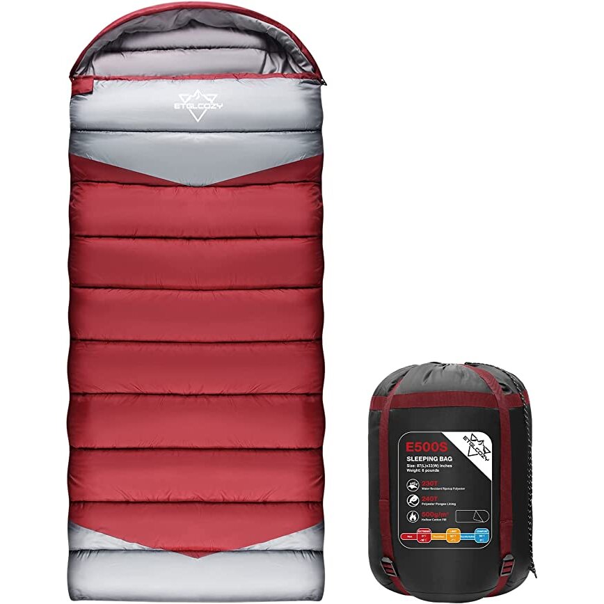 Bag for Adults Kids Cold Weather, ETGLCOZY 3-4 Season Big and Tall Lightweight Sleeping Bags for Camping Hiking Backpacking, 500GSM, 87"Lx33"W