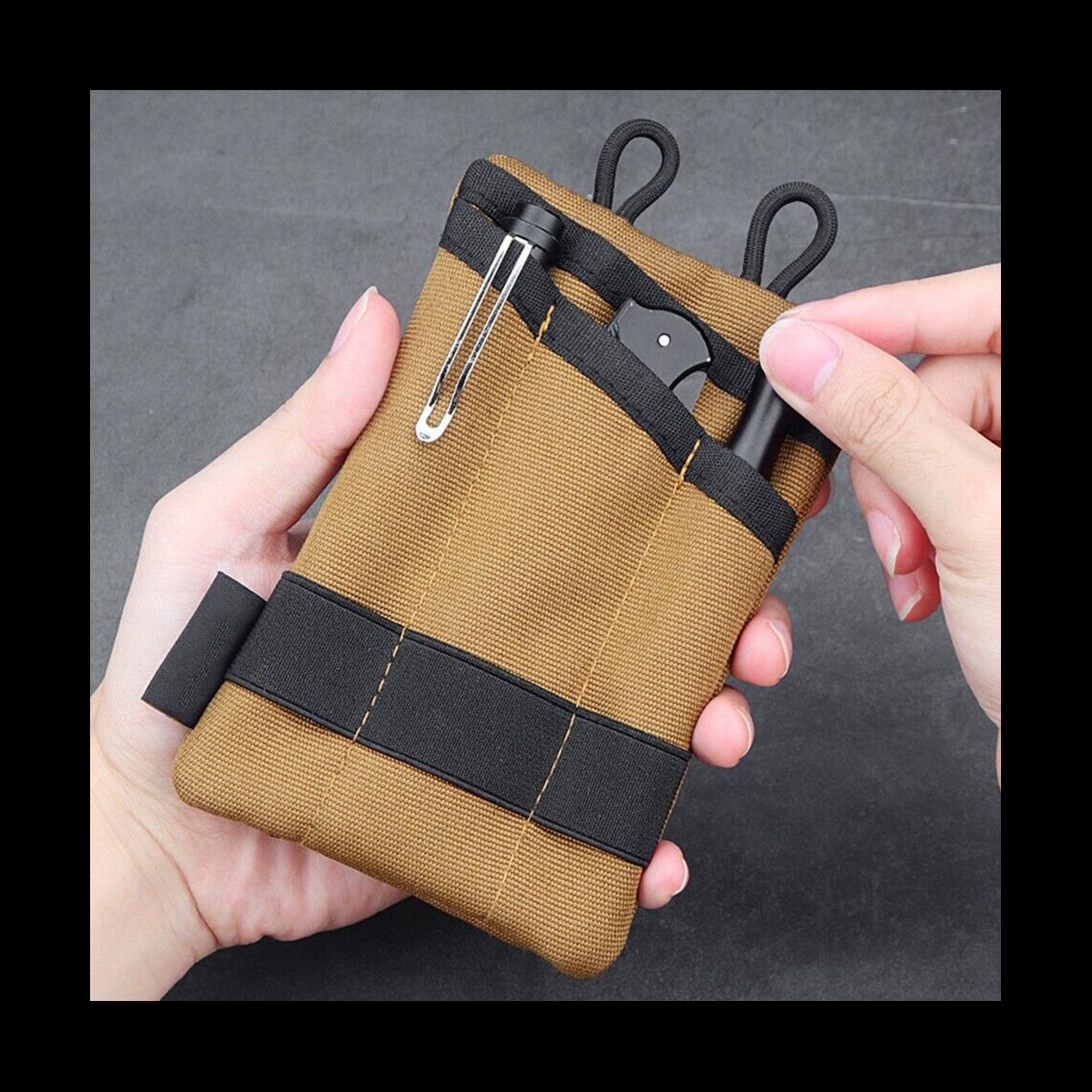 Mini Outdoor Pocket Organizer Pouch Multifunctional for Camping Hiking Mountaineering Card Key Tool Storage Bag Gray
