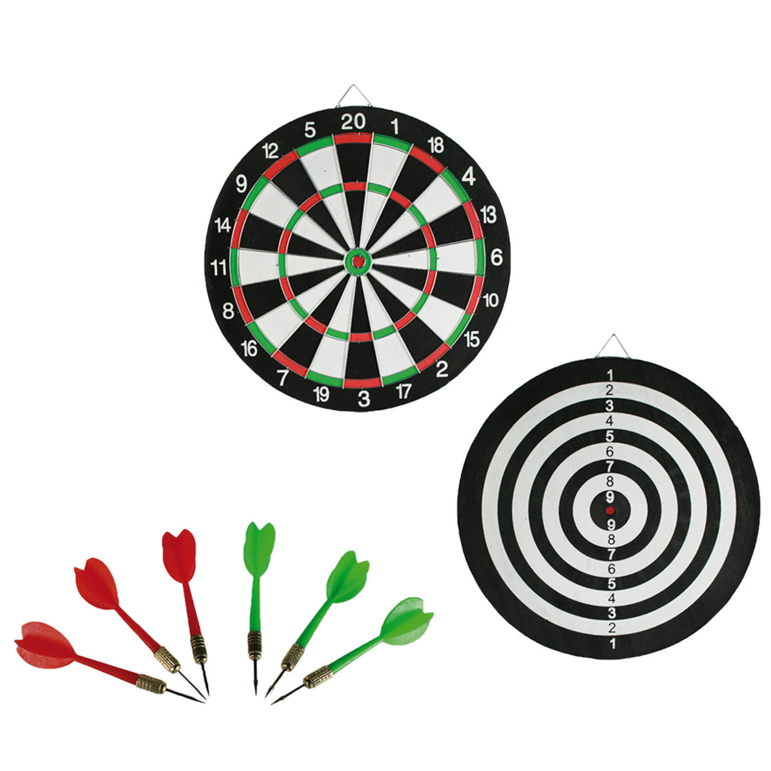 2 in 1 Large 14" Dart Board Set Dartboard Family Party Game Fun With 6 Darts