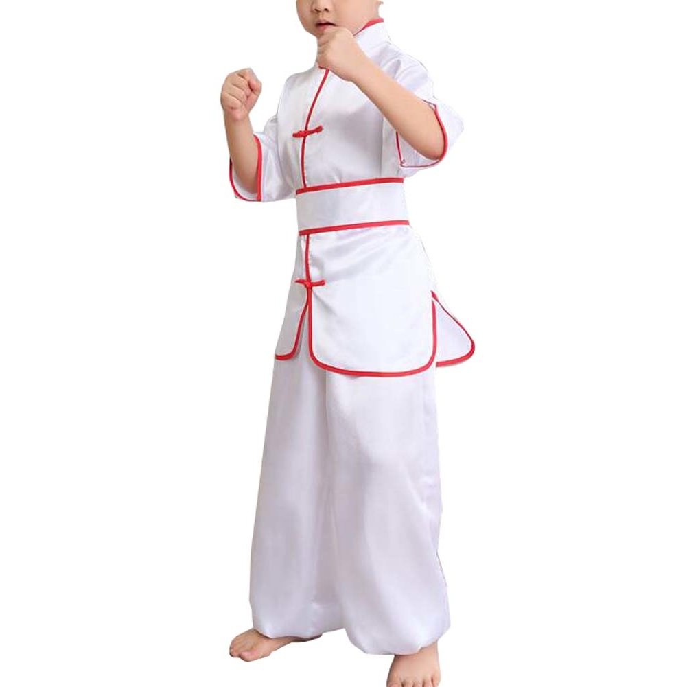 Children Boys Chinese Traditional Martial Arts Uniform Outfit Costume Stage Performance Clothing-WHITE, Height 115-125cm