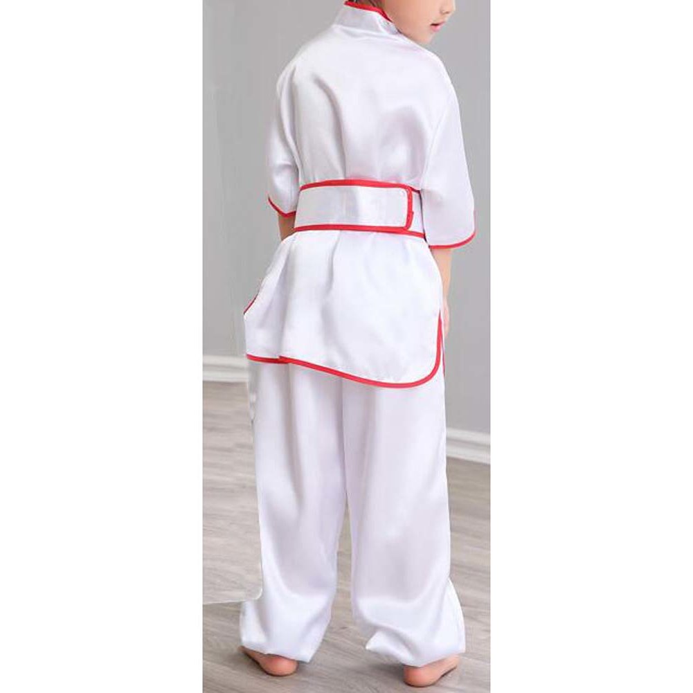 Children Boys Chinese Traditional Martial Arts Uniform Outfit Costume Stage Performance Clothing-WHITE, Height 115-125cm