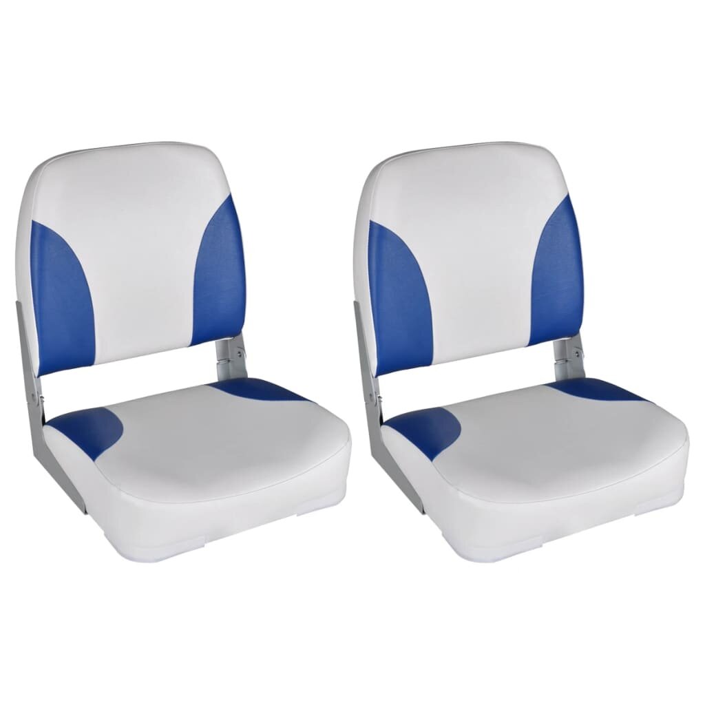 vidaXL 2x Boat Seats Foldable Backrest with Blue-White Pillow Boats Parts