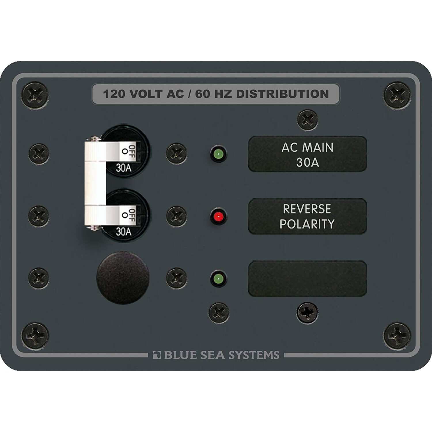 Blue Sea Systems 8029 PANEL AC TOGGLE/1 BLANK Traditional Metal Panel - AC Main + 1 Positions