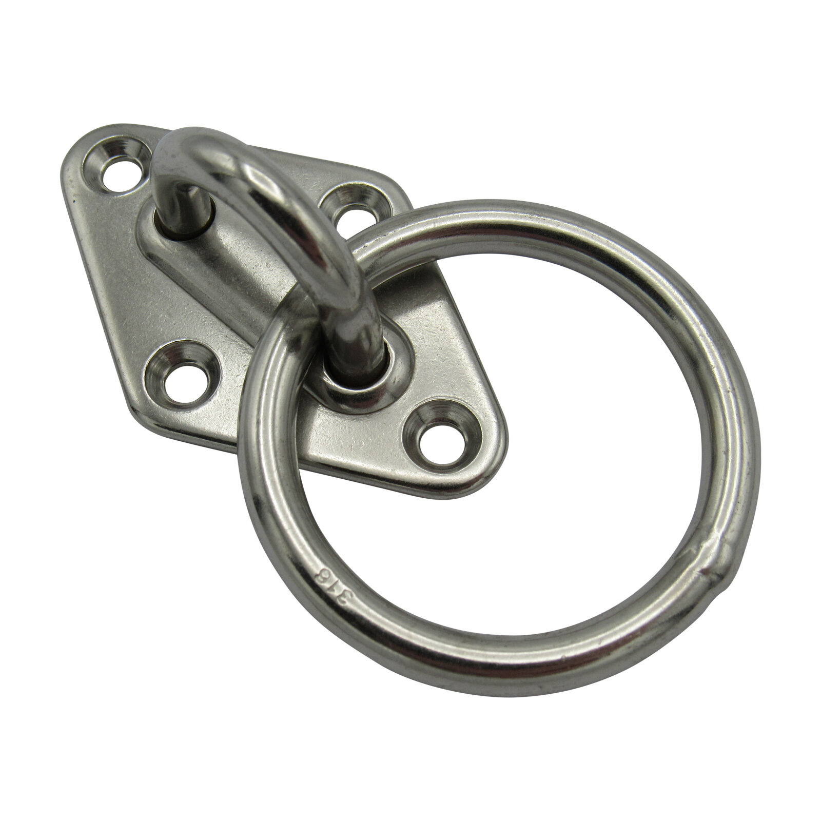 Stainless Steel Diamond Eye Plate with Ring 8MM (Marine Attachment)