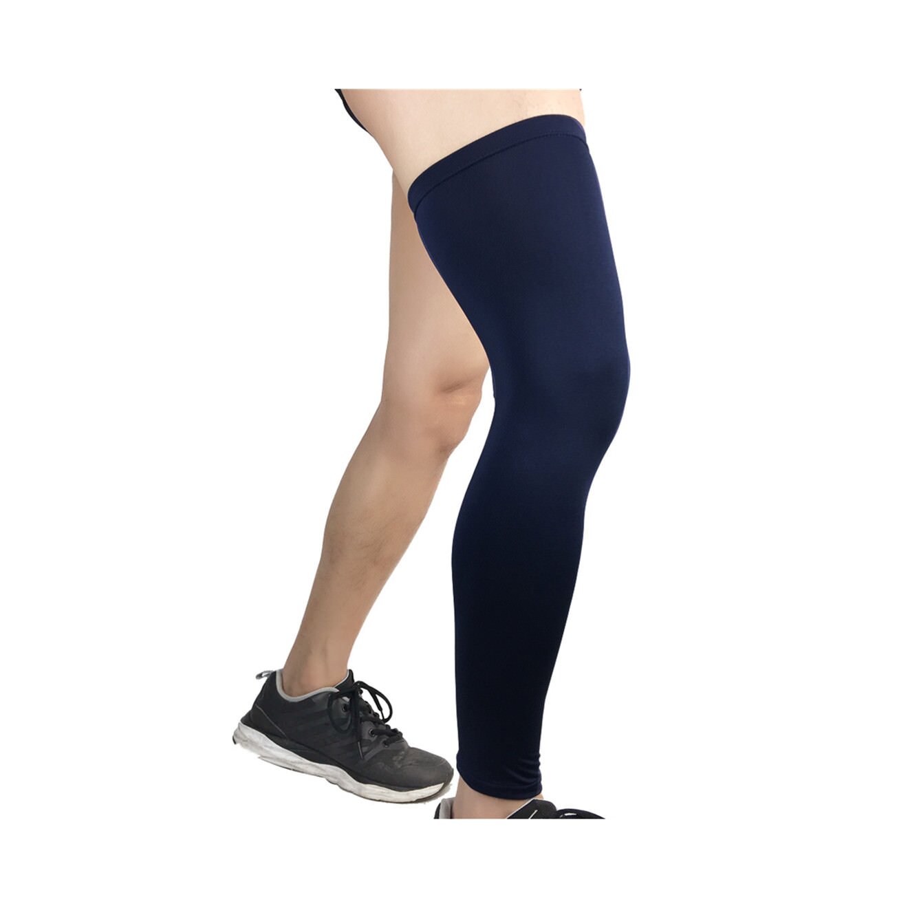 Compression Knee Calf Sleeves Leg Guard Support Antislip Navy Blue L