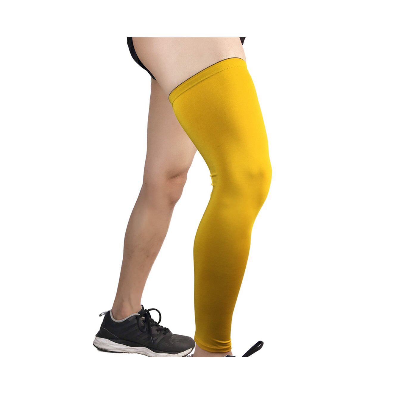 Compression Knee Calf Sleeves Leg Guard Support Antislip Yellow Xxl