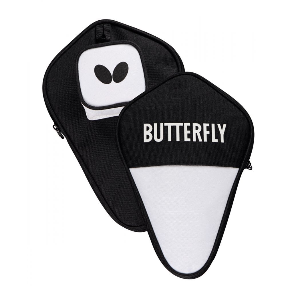 Butterfly Table Tennis Bat Cell Case - Black / White Nylon 600 D - Round Zipped