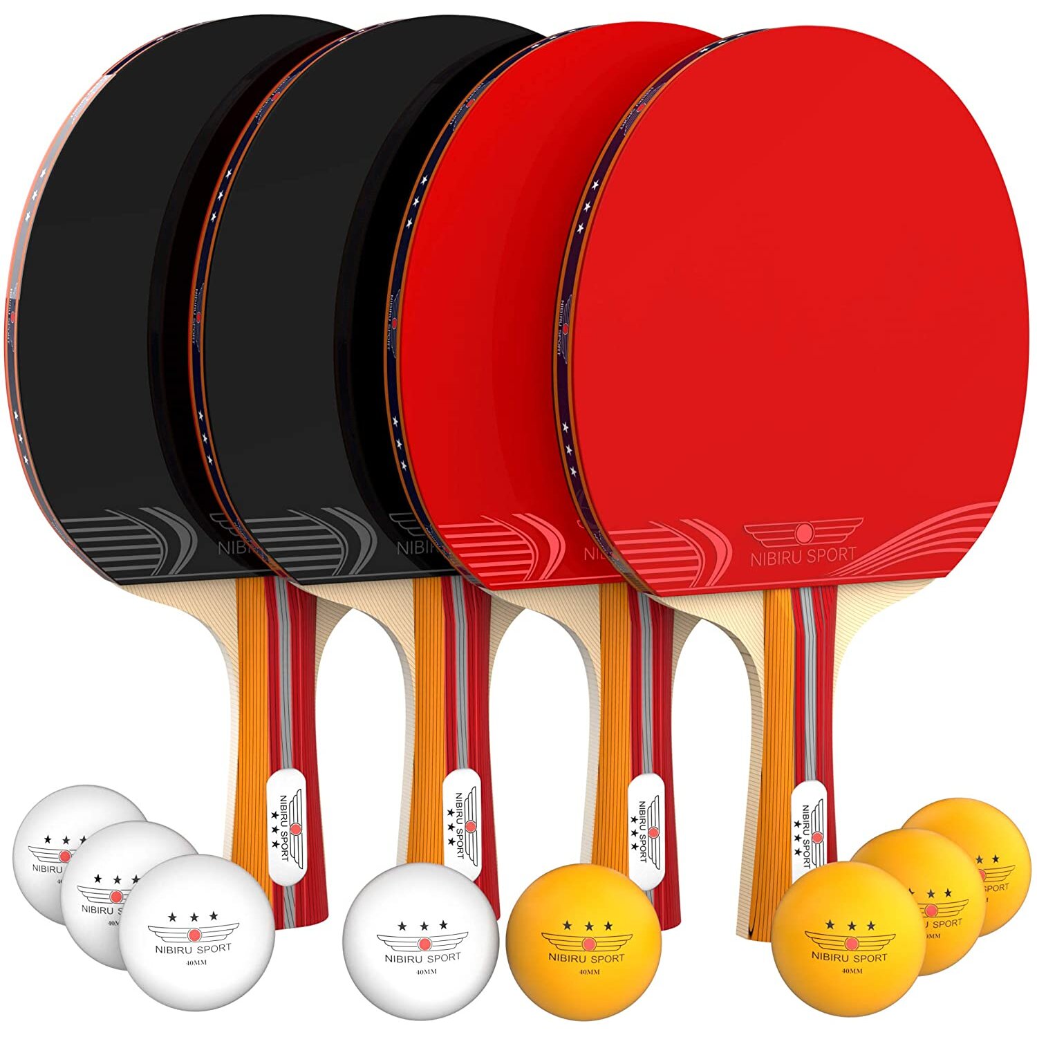 NIBIRU SPORT Ping Pong Paddle Set (4-Player Bundle)