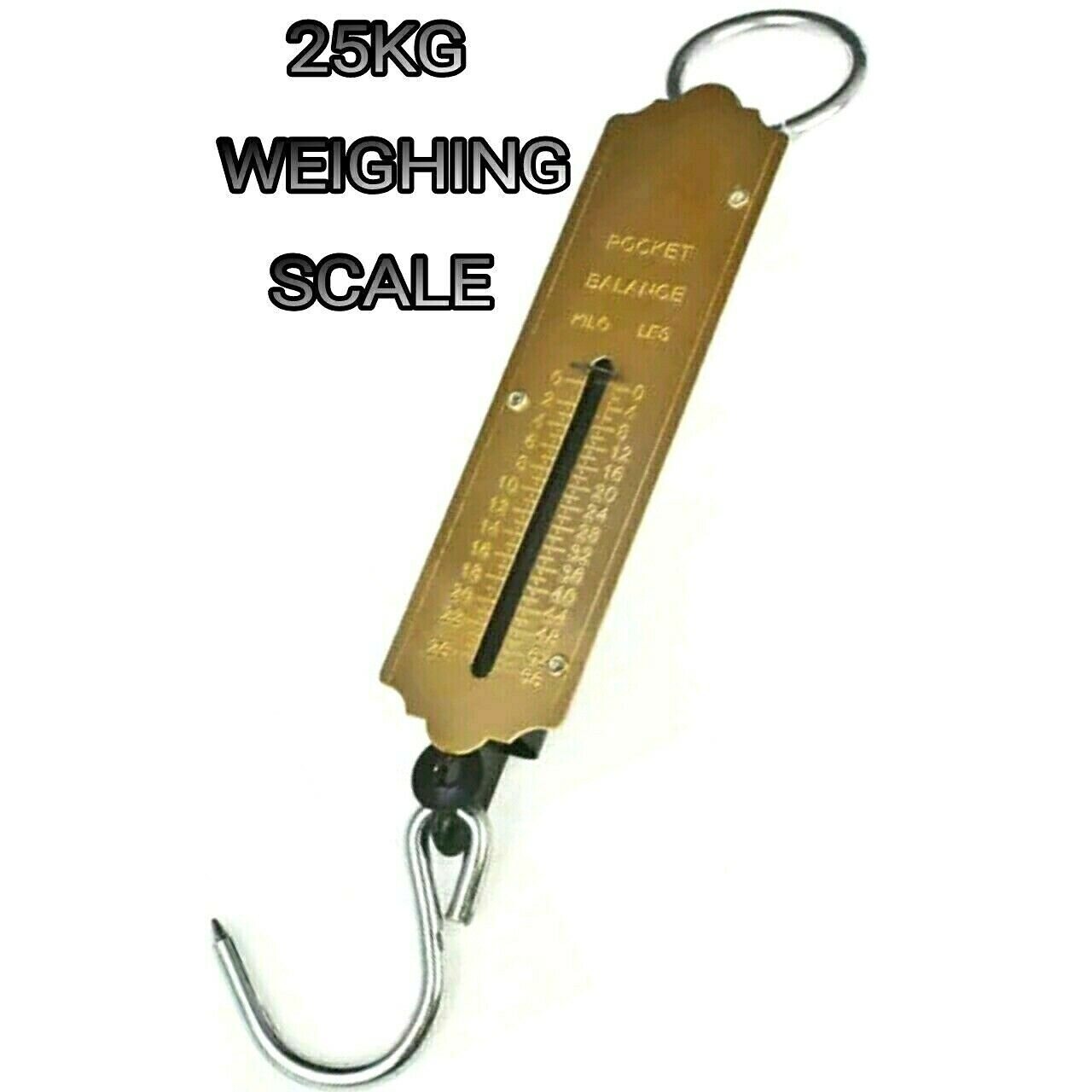 1 POCKET SPRING BALANCE 25 KG FISHING WEIGHT SCALE 56 LBS LUGGAGE BAGS GROCERY ITEMS WEIGHING SCALE