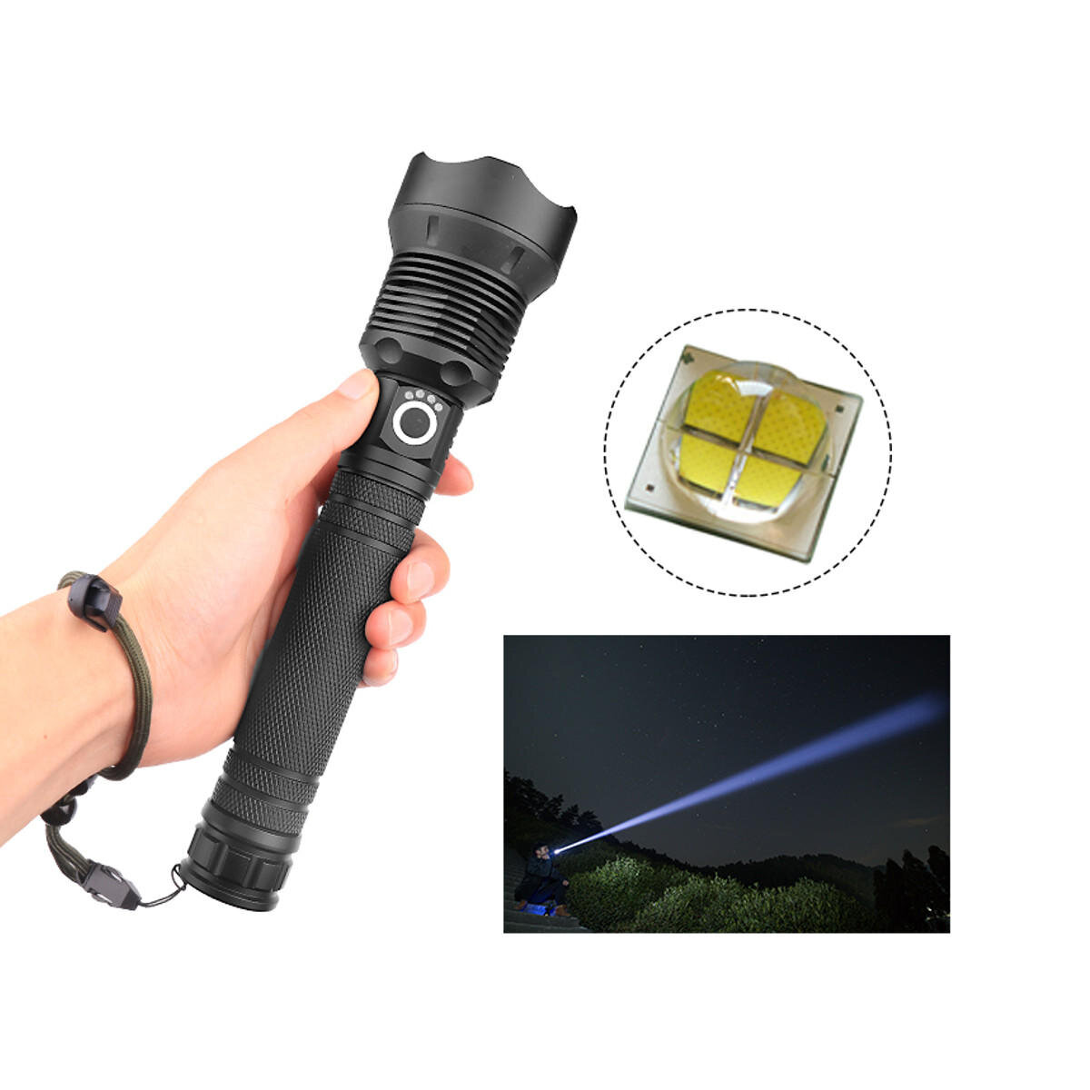 USB Rechargeable LED Flashlight  Highlight Telescopic Torch