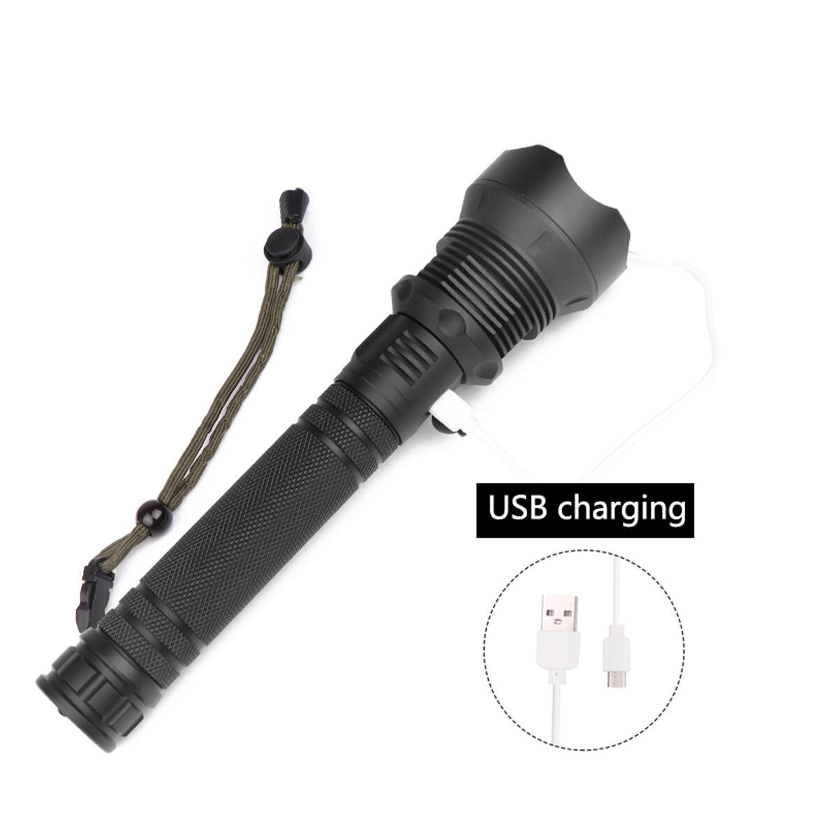 USB Rechargeable LED Flashlight  Highlight Telescopic Torch