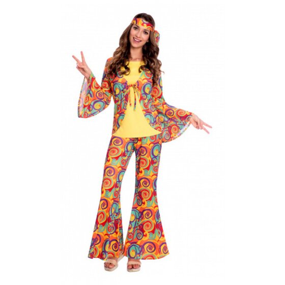 hippie costume ladies polyester orange size M/L