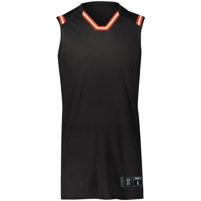 Holloway 224076.611.S Adult Retro Basketball Jersey - Black, Orange & White - Small