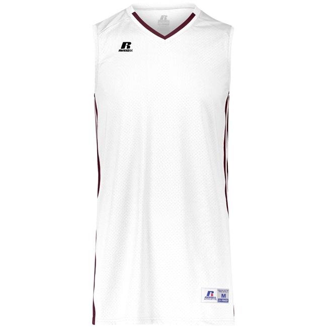 Russell 4B1VTM.WHM.M Adult Legacy Basketball Jersey, White & Maroon - Medium