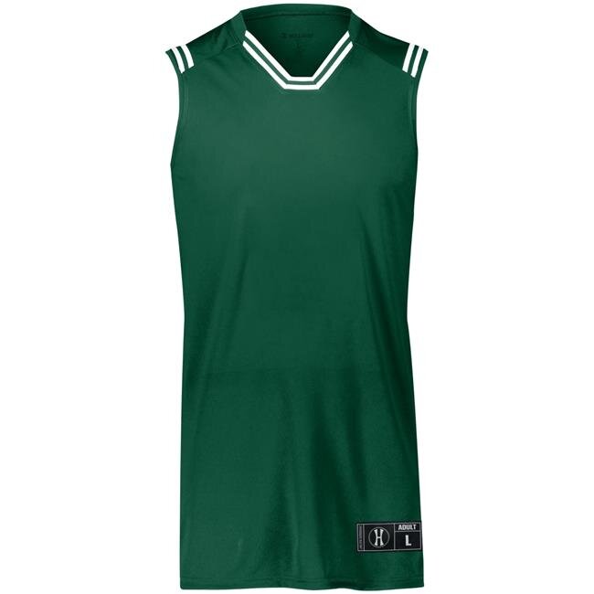 Holloway 224076.436.2XL Adult Retro Basketball Jersey, Forest & White - 2XL