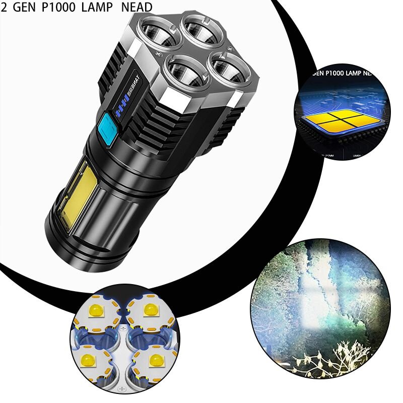 Super Bright Torch LED Flashlight USB Rechargeable Hiking Camping Tactical Lamp
