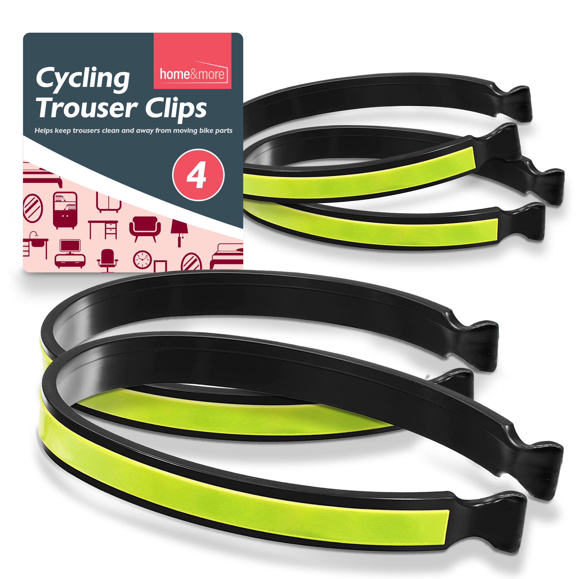 4pk Bicycle Clips | Lightweight Reflective Cycle Clips | Trousers