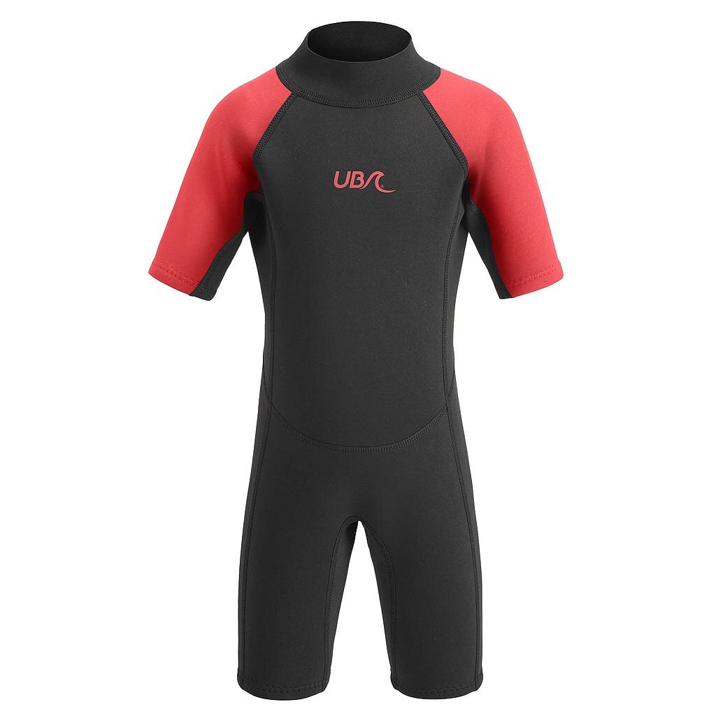 UB Kids Sharptooth Shorty Wetsuit - 7-8 Years - Black/Red