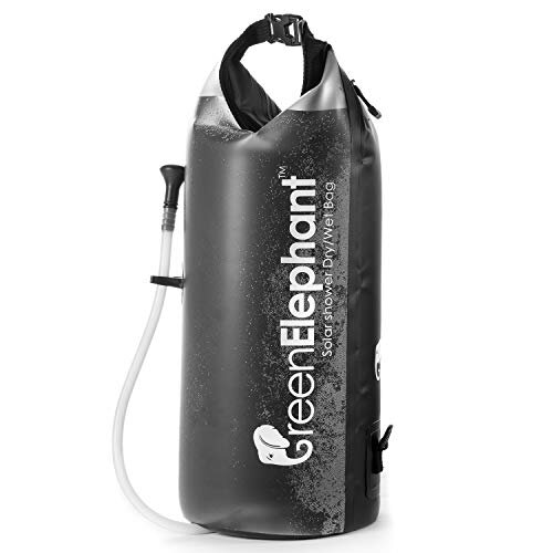 Green Elephant 2-in-1 Portable Shower & Dry Bag | TPU 4-Gallon Camping Shower Doubles as Waterproof Bag | Solar Shower Bag & Wet Bag for Camping,