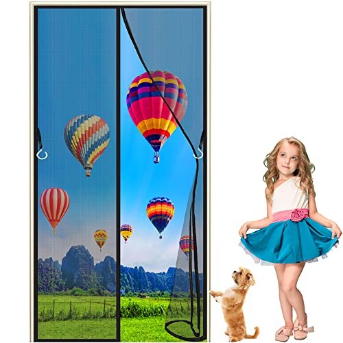LZHBD Magnetic Door Screen Door Nets Mesh Anti Mosquito 140 x 205 cm Hands Free Seal Automatically Mesh Curtain Keeps Bugs & Mosquitoes Out - for