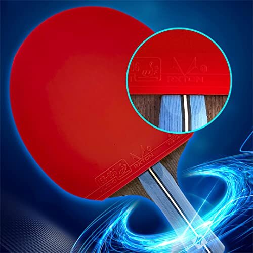 Scorpion Table Tennis Bat, Professional Ping Pong Racket, ITTF Approved Rubber, Stylish Case, 5-Star Carbon, Black/Red, 7 ply Real Wood, 2.15 mm