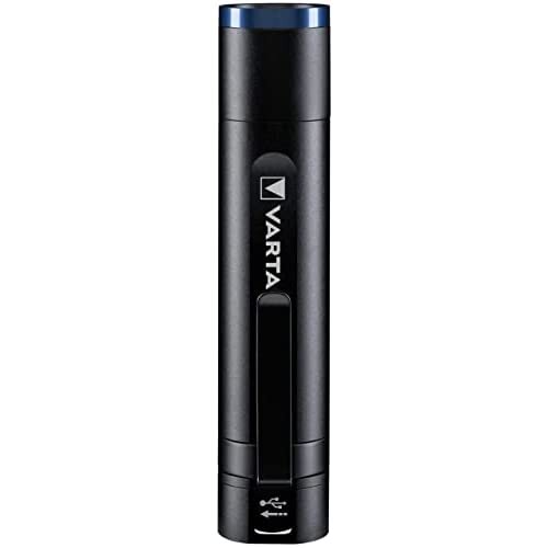VARTA Night Cutter F20R-Rechargeable Premium Torch, Includes Micro USB Charging Cable, 4 Modes, 400 Light Intensity, aluminium, Black, F20R-