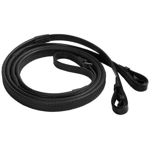Cwell Equine Classic Super Soft Jelly Rubber Pimple Grip Leather Reins Black/Brown (FULL, BROWN)