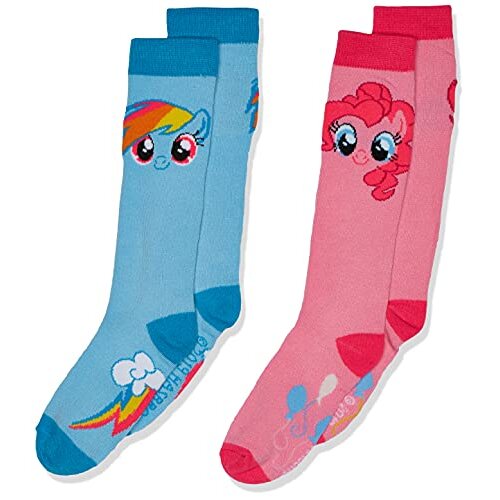 Hasbro girls My Little Pony 2 Pack Knee High Socks, Assorted Character, Fits Sock Size 6-8.5 Fits Shoe Size 7.5-3.5 US